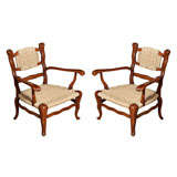 A Pair of French Provencal Style Open Armchairs