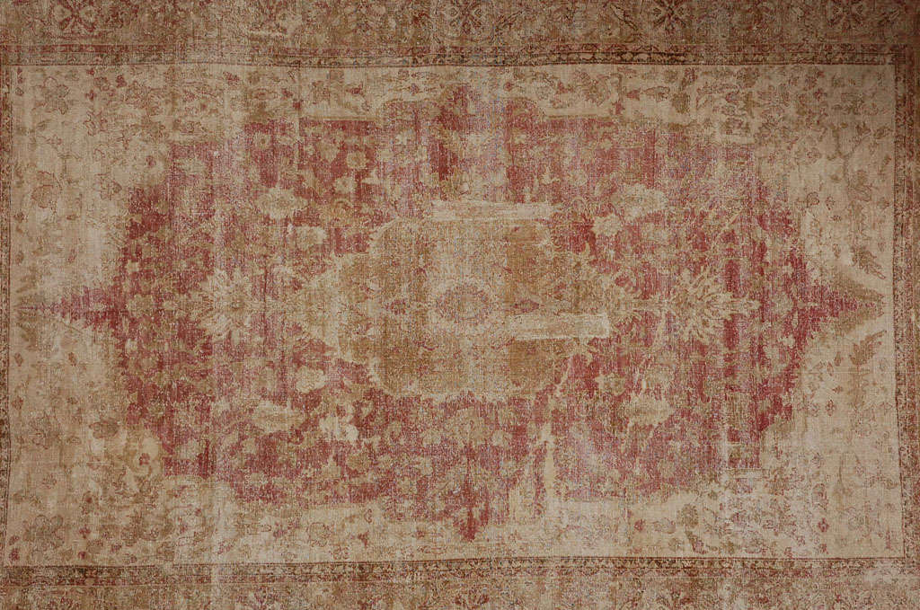 Indian Distressed Antique Agra Rug For Sale