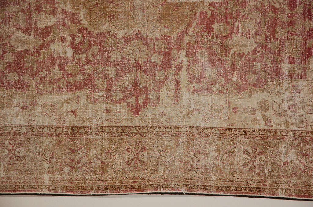 20th Century Distressed Antique Agra Rug For Sale