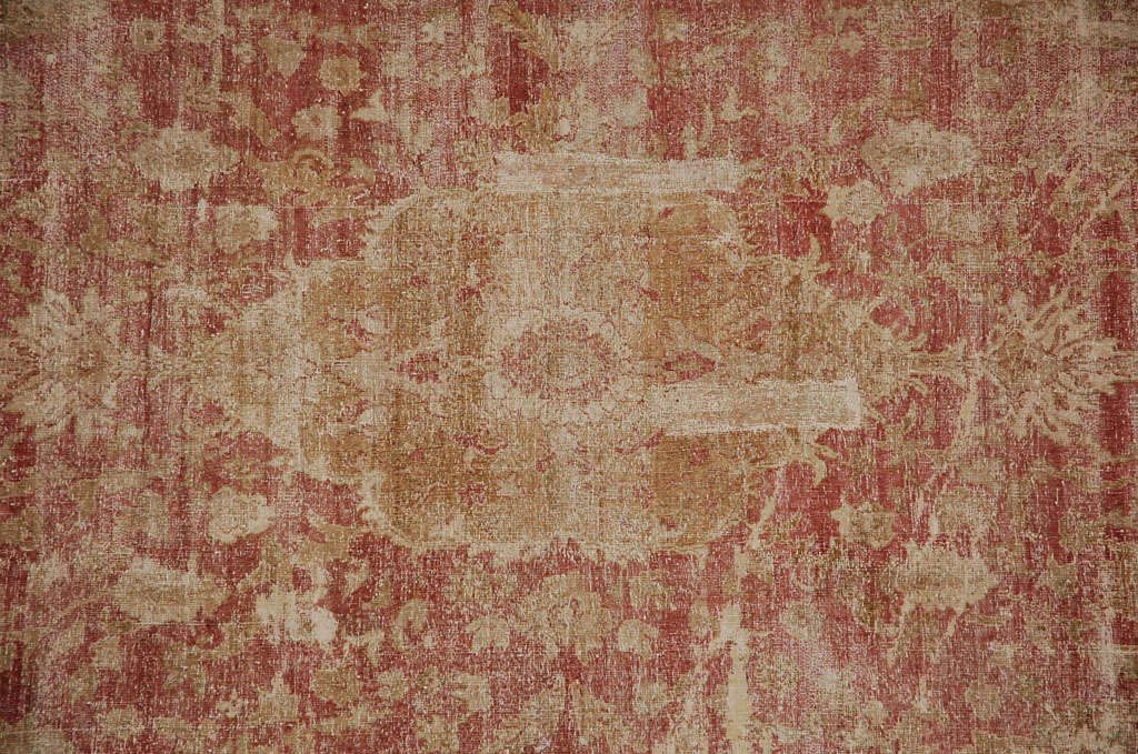 Distressed Antique Agra Rug For Sale 1