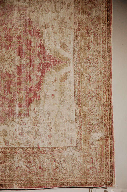 Distressed Antique Agra Rug For Sale 2