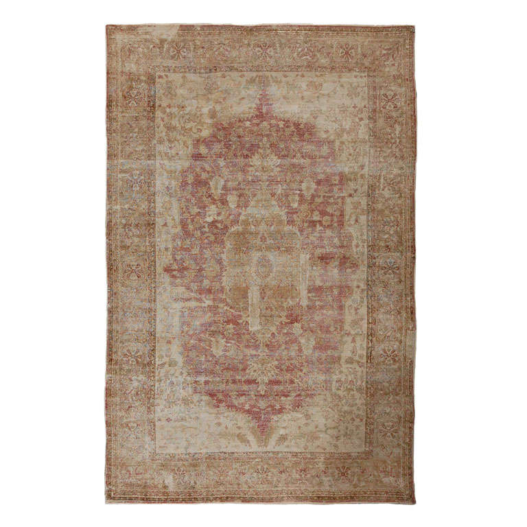 Distressed Antique Agra Rug For Sale