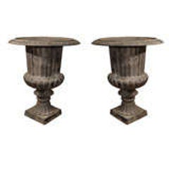 Pair of Cast Iron Urns 1