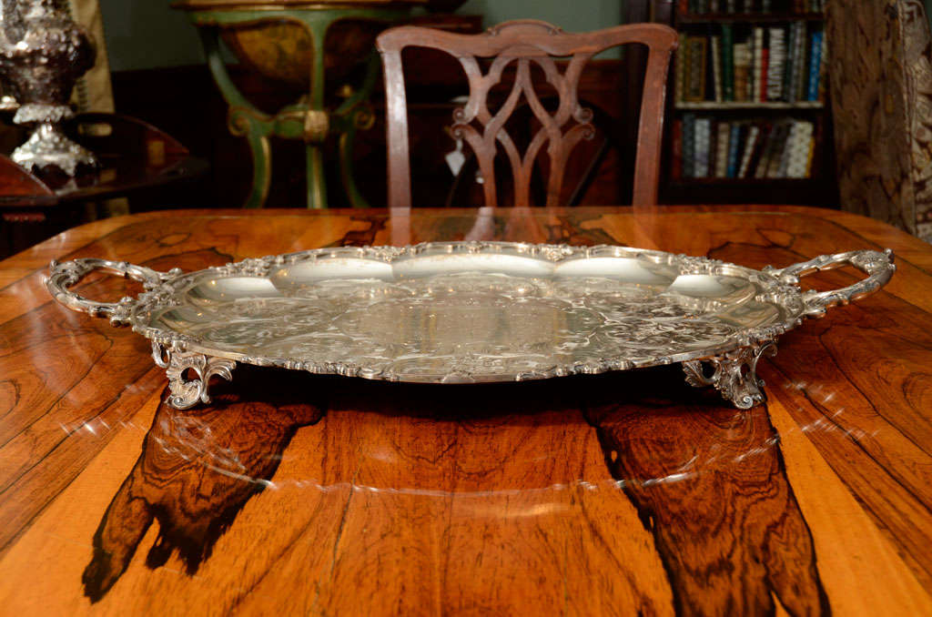 19th Century A Stunning American Silver Two Handled Presentation Tray