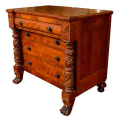 American Classical Carved and Figured Mahogany Miniature Chest