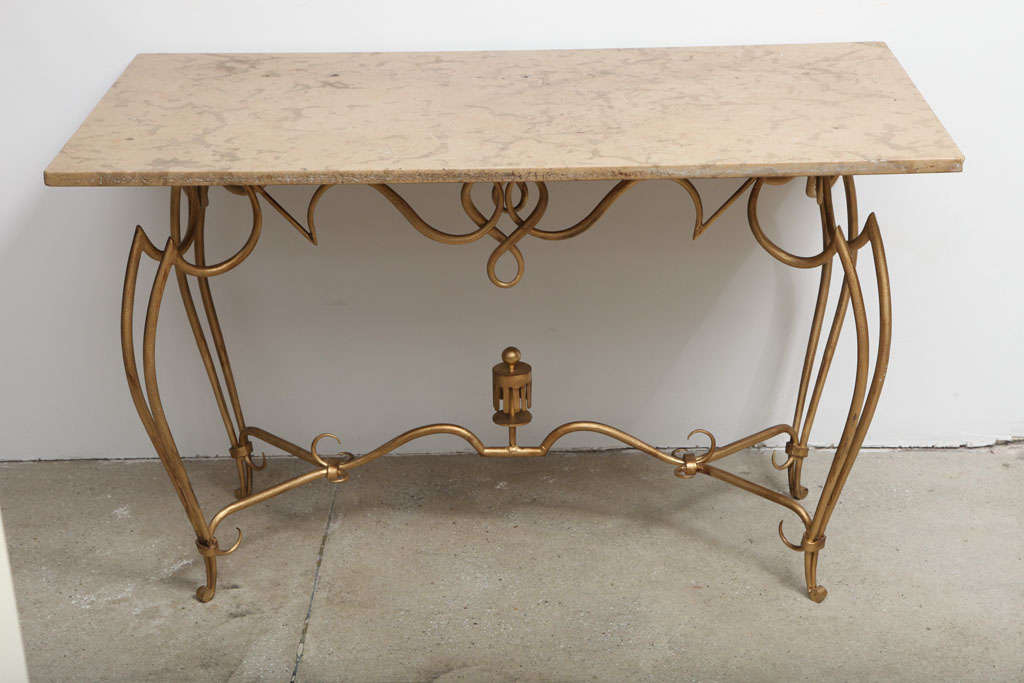 1940's Wrought Gilt Iron Console
