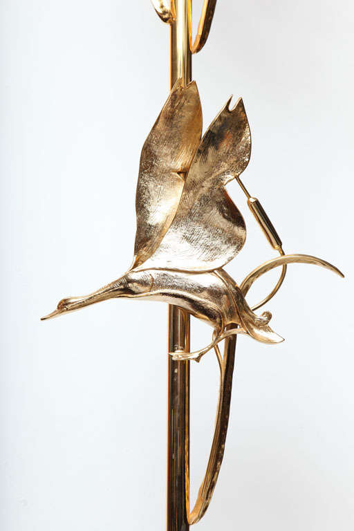 French Birds Sculpture Floor Lamp For Sale