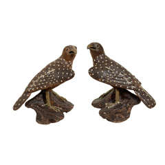 A Pair of  Stoneware Hawks