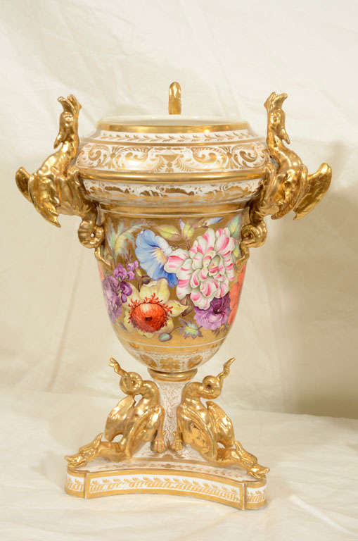 A pair of vases with lavishly painted flowers. Each vase with six gilded dragons. According to Twitchett* Quaker Pegg was 