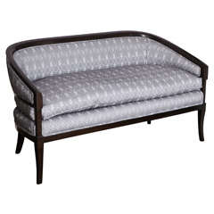 1950
s Ebonized Settee with Double Cushion in Custom BH Fabric
