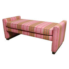 1960's Newly Upholstered Double Arm Bench