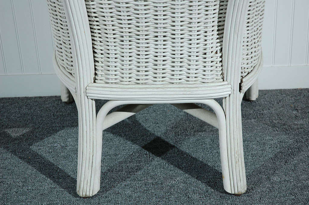 Pair Of Fantastic Original Dry White Painted Wicker Chairs 5