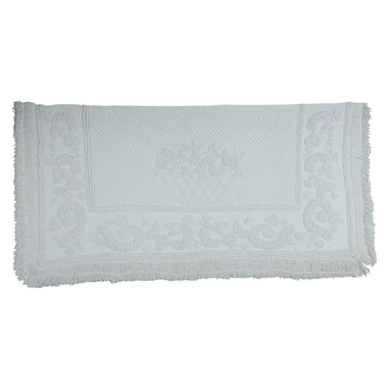 19th Century Trapunto and Early Candlewick Fringed Sham Mounted in Plexy