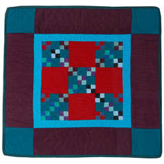 Rare 1940s Lancaster, Pa. Amish Postage Stamp Chain Doll Quilt 6