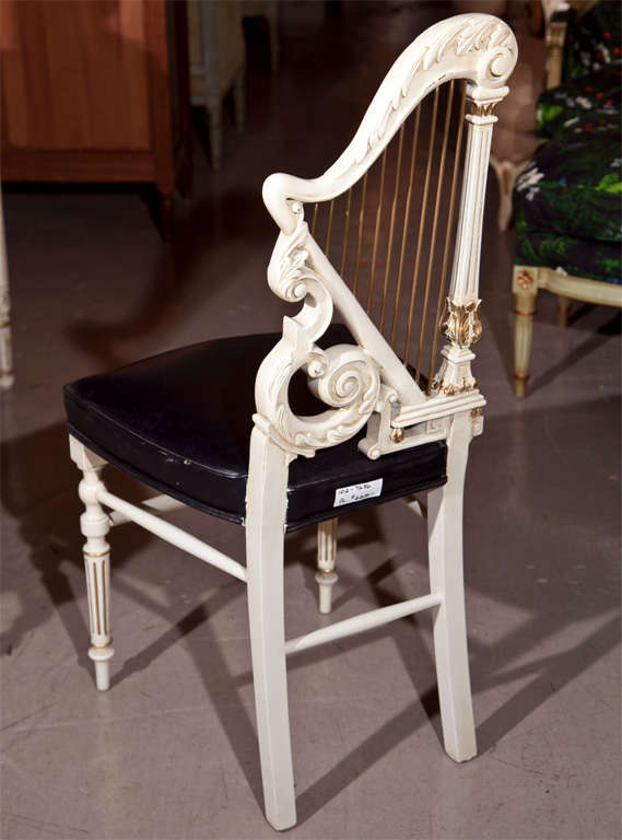 Pair of Painted Harp Back Side Chairs 1