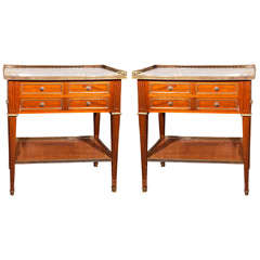 Pair of French Mahogany Side Tables Stamped Jansen