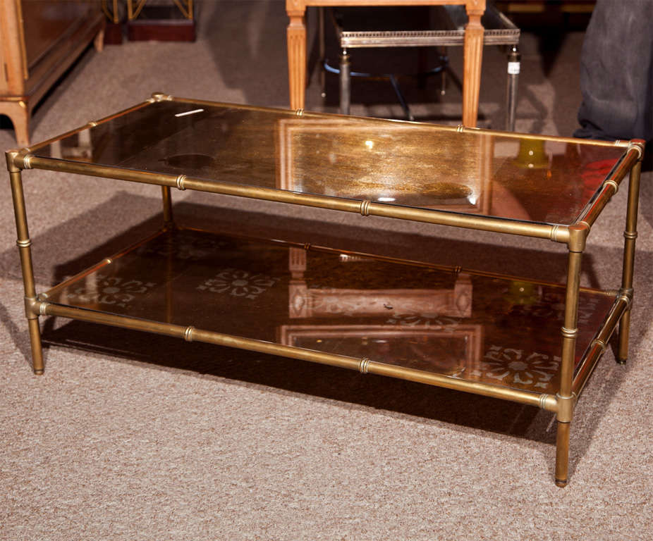 Faux Bamboo Style Two Tier Coffee Table by Jansen