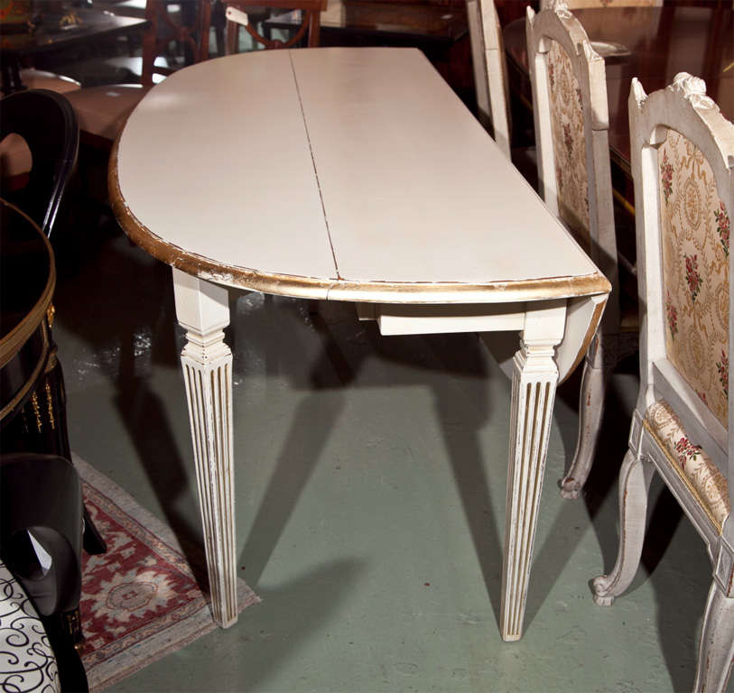 Wood Painted Drop Leaf Dining Table in the Manner of Jansen