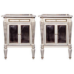 Pair of White Painted Marble-Top Cabinets by Jansen 9
