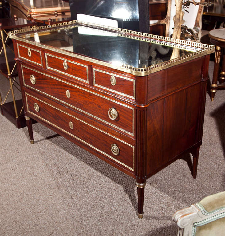 French Louis XVI Style Mahogany Commode by Jansen 2