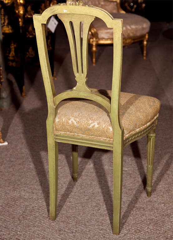 Pair of French Green Painted Side Chairs 1