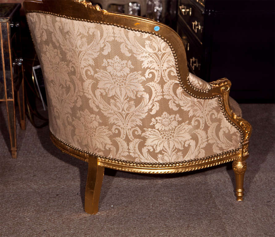 French Louis XVI Style Corner Giltwood Chair / Settee / Lounge Chair 3