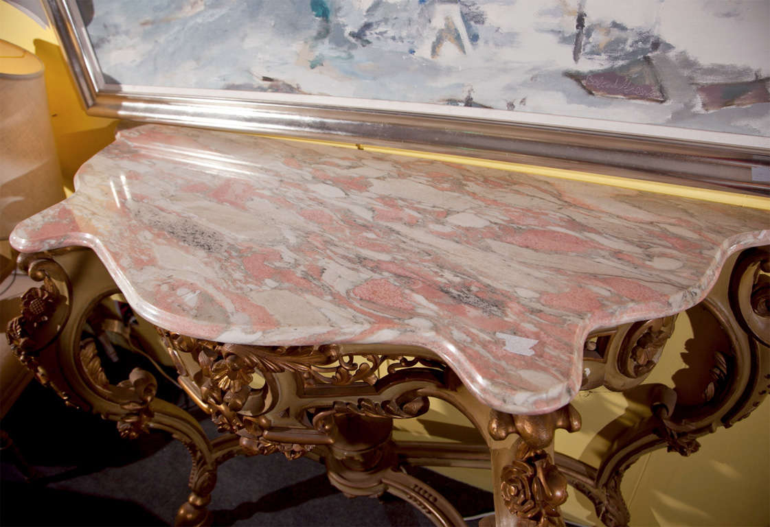 French Rococo Style Marble Top Console Table 1