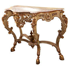 French Rococo Style Marble Top Console Table