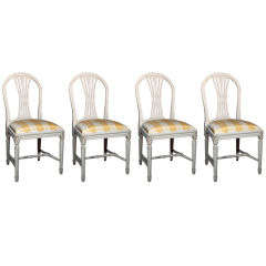 Set of Four Swedish Painted Dining Chairs