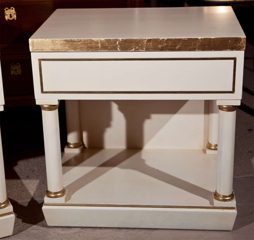 American Pair of White Painted End Tables/Nightstands For Sale