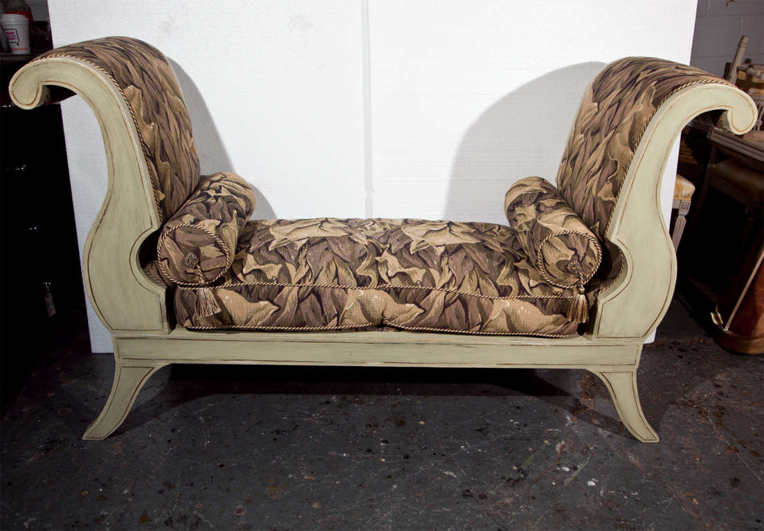 A Green Paint Decorated Swedish Settee - Window Bench