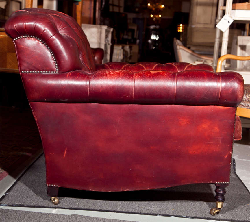 Pair of Red Leather Chesterfield Club Chairs 2