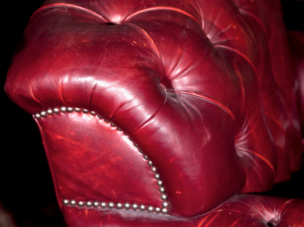 Pair of Red Leather Chesterfield Club Chairs 3