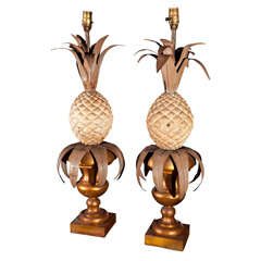 Pair of Pineapple Tole Table Lamps
