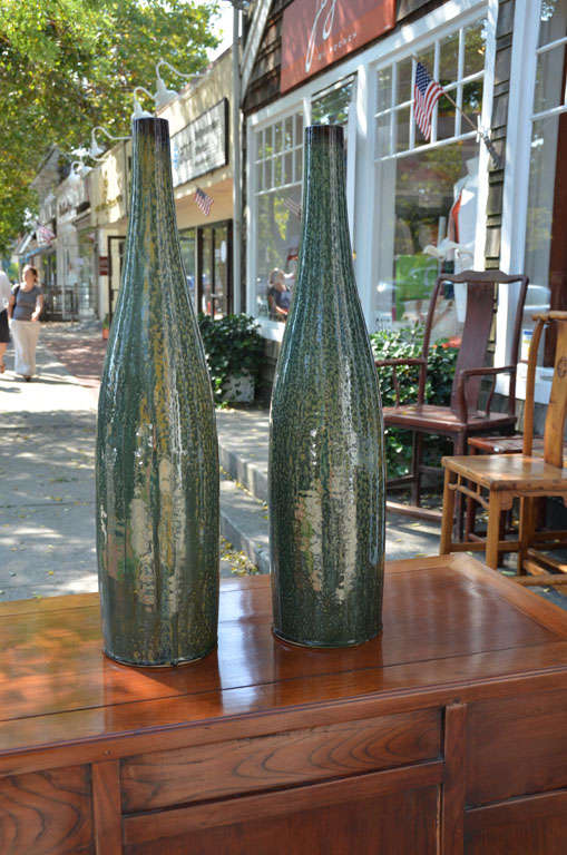Contemporary Thai Glazed Bottle Neck Vase