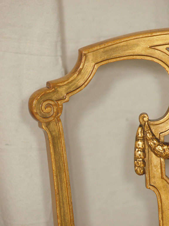 Giltwood Pair 19th c. Gilded Louis XVI Chairs with Venetian fabric
