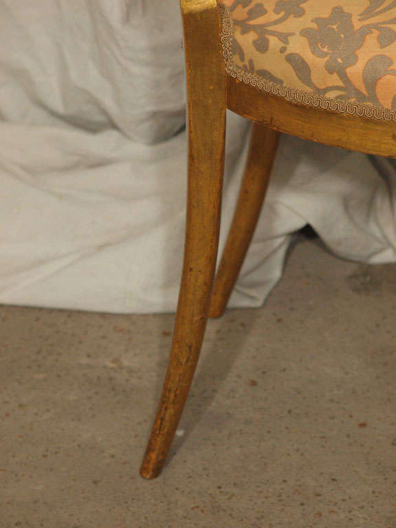 Pair 19th c. Gilded Louis XVI Chairs with Venetian fabric 4