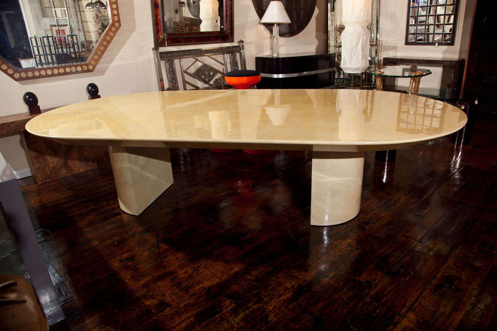 Signed and dated oval conference/dining table by Karl Springer.