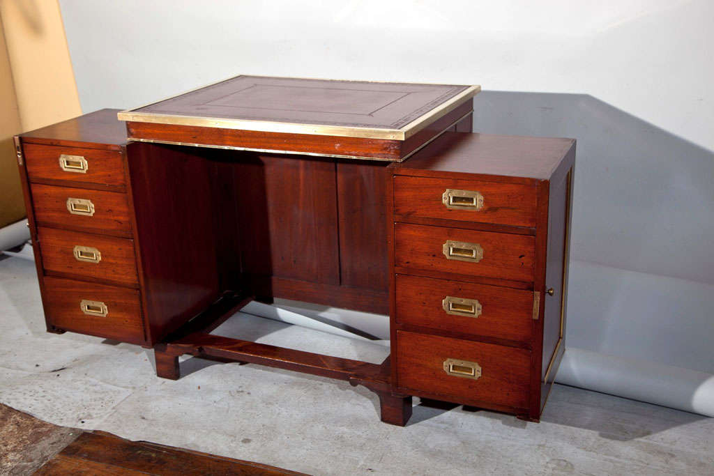 19th Century Antique Mahogany Campaign Desk For Sale