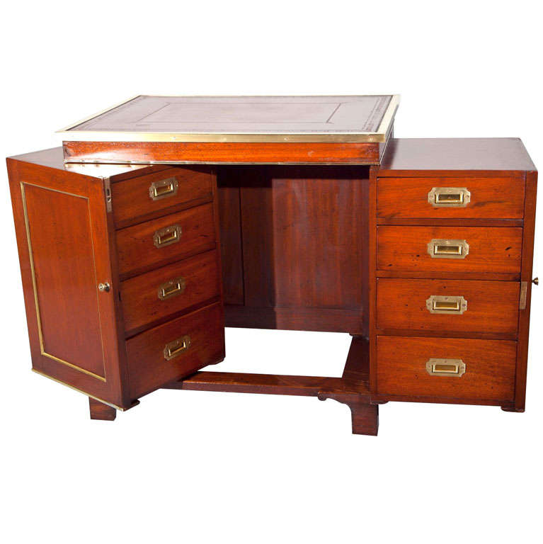 Antique Mahogany Campaign Desk For Sale at 1stDibs