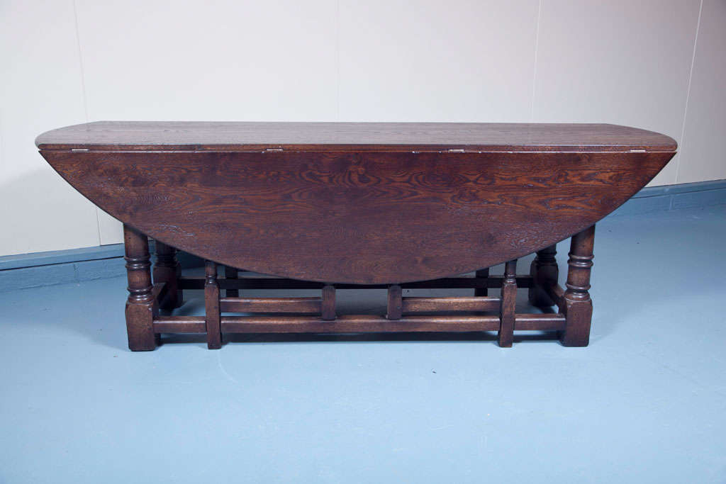 Contemporary Custom English Oak Gate Leg Table For Sale