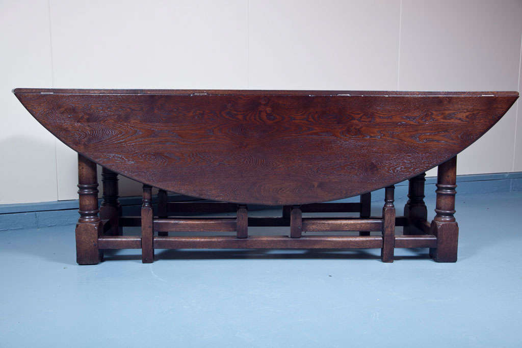 Custom English Oak Gate Leg Table For Sale 1