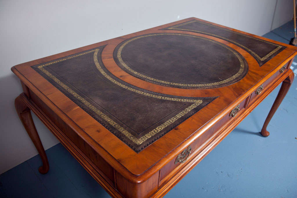 Contemporary English Yew Wood Writing Table For Sale