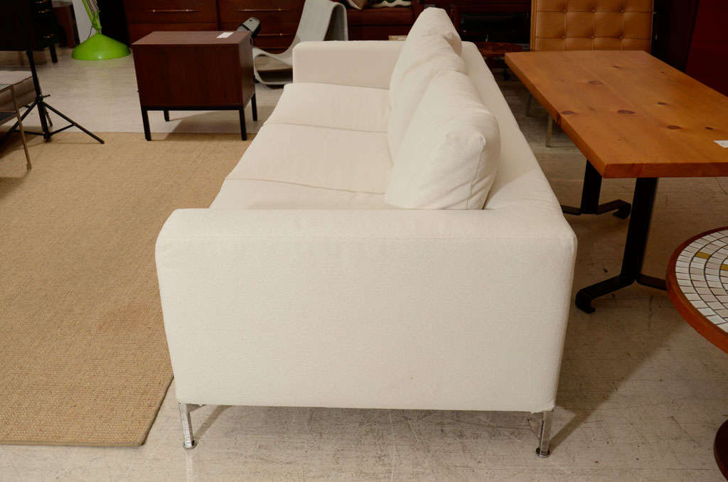 Chenille 3 seat slip covered sofa from Troy, NY