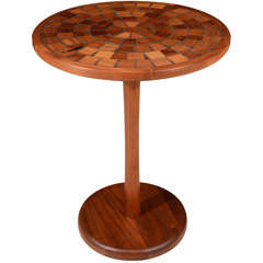 Gordon and Jane Martz walnut side table with inlaid wood tiles