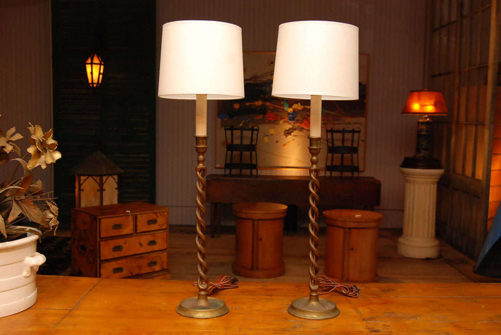 Pair Candletwist Lamps