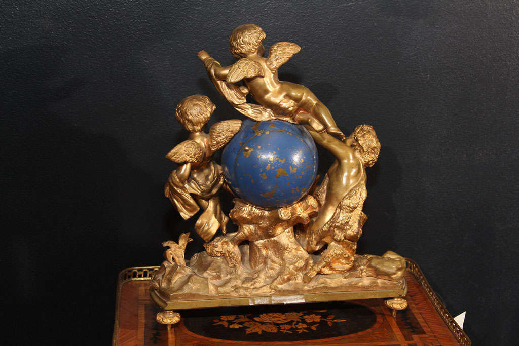 Gilt Louis XV style mantel clock For Sale 1