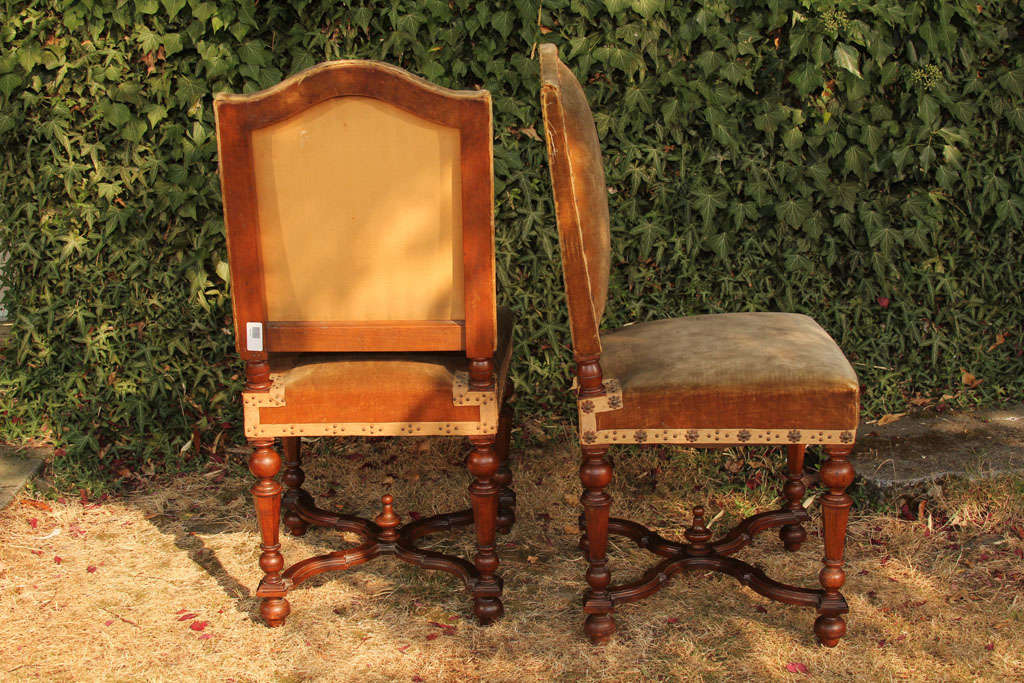 Set of 6 French Louis XIII style chairs. For Sale 4