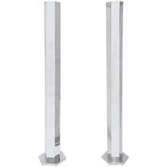 Pair of Italian Chrome pillar floor lamps