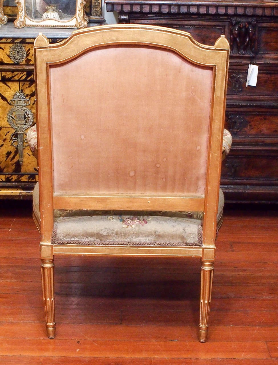 Pair of Louis XVI Gilt Wood Fauteuil with Aubusson Covering 1